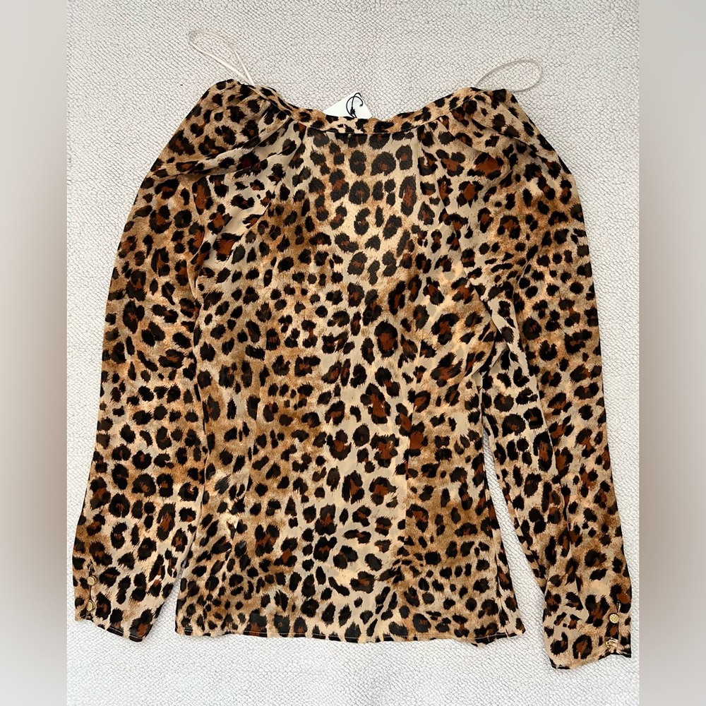 ZARA Shirt Top Blouse | Leopard Animal Print 🐆✨ Semi-Sheer | Size: XS - Picture 4 of 16